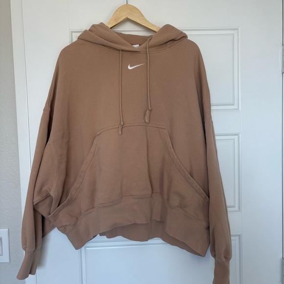 Nike Sweaters - Nike Phoenix Fleece Cropped Hoodie Neutral Brown- Size Large